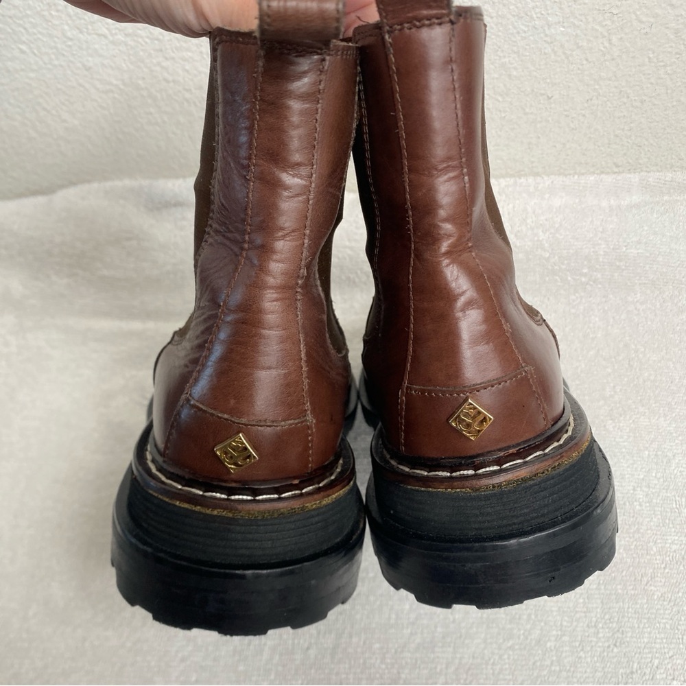 Sandro Paris Women's Brown Leather Chelsea Combat Boot Size 5.5/6 Streetwear - Picture 9 of 16